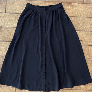 fit and flare midi skirt with buttons - black